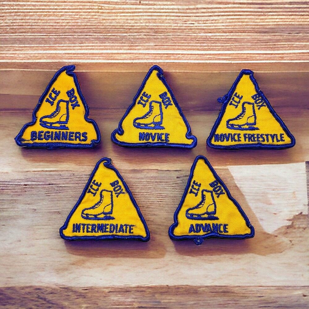Vintage Figure Skating Ice Box Patch Lot of 5 Beginner Novice Freestyle Advance